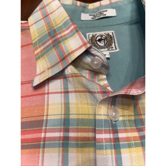 Cinch Men’s Western, Short Sleeve Size, M Button Up Shirt, Peach Plaid NOTE - Picture 2 of 6